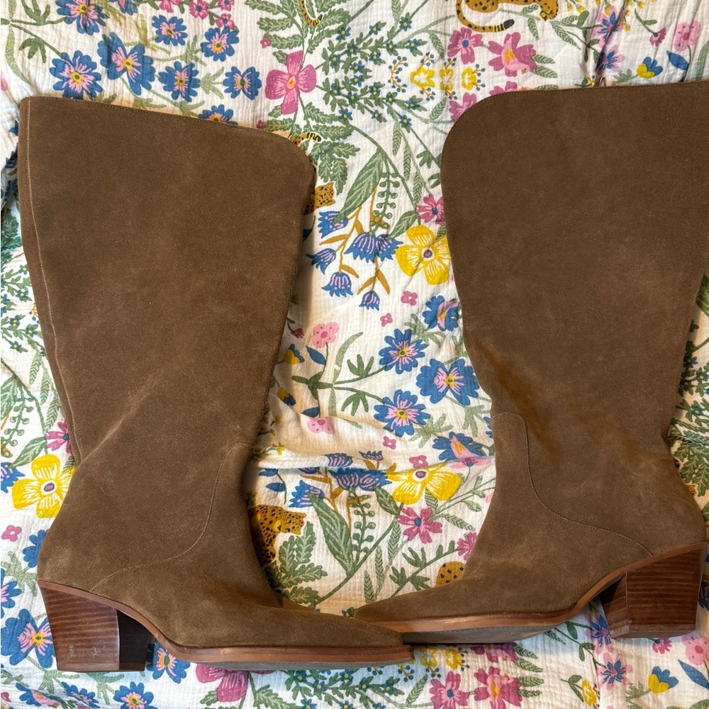 Brown Suede Extra Wide Calf Boots - Picture 5 of 8